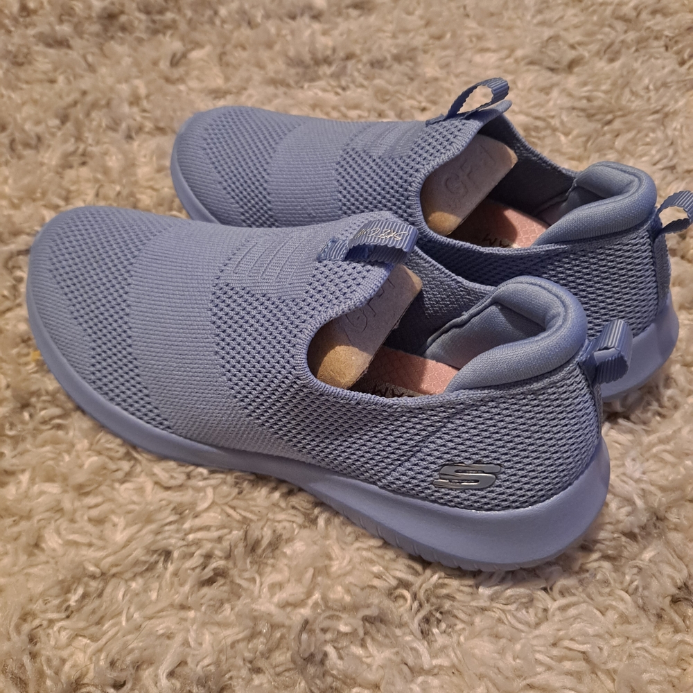 Skechers Slip-On Knit Sneakers in Light Blue